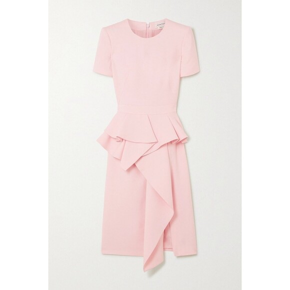 NWT. $3190 ALEXANDER MCQUEEN PEPLUM DRESS Pink IT38 / US2 - Picture 8 of 16